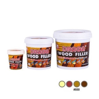 กาวโป๊วไม้ วู๊ดฟิลเลอร์ Draga Wood Filler สูตรน้ำ 100g และ 500g กระปุกกลาง 4สี กาวอุดไม้ กาวทาไม้