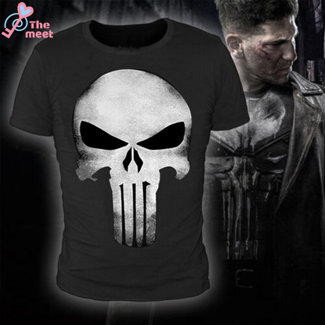 เสื้อยืดสีพื้น-เสื้อยืดสําหรับผู้ชาย-k-ของผู้ชาย-daredevil-punisher-เสื้อแฟชั่นกะโหลกศีรษะเย็นพิม