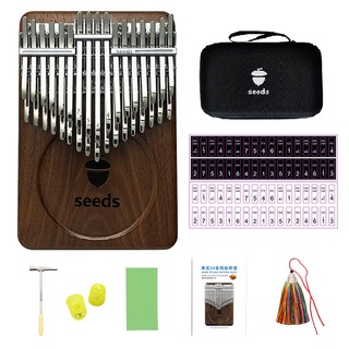 สินค้า 2021 Hot Seeds Kalimba 34 Key คาลิมบ้า Double layer 17 keys 21 Semitone Black Walnut Mbira Keyboards Fish Musical Instruments