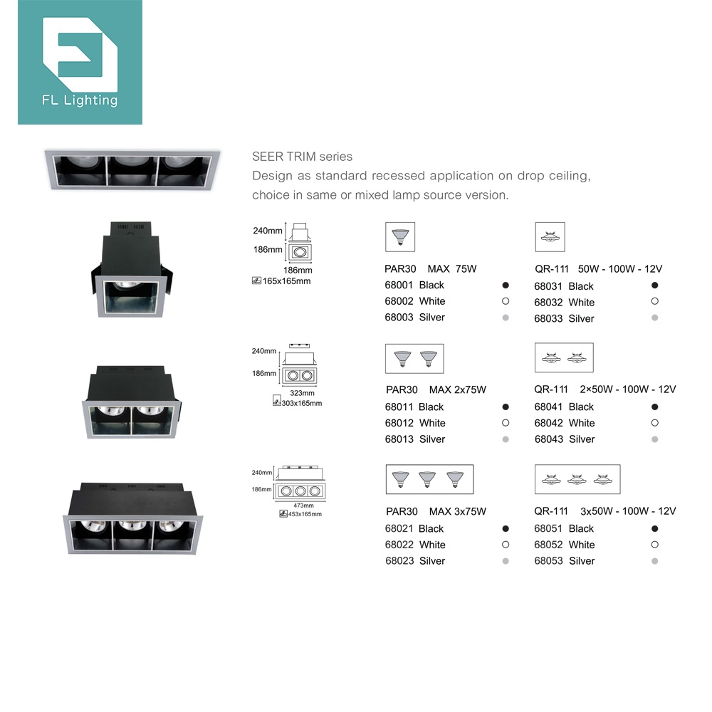 fl-lighting-โคมไฟดาวน์ไลท์ฝังฝ้า-ar111-ขั้วg53-สี่เหลี่ยม-2-ช่อง-ปรับหน้าได้-รีเฟล็กซ์-สีเทา-ceiling-downlight-68043