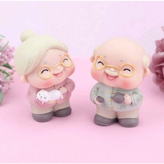 👵👴(สินค้าพร้อมส่งในไทย)👴👵 ตุ๊กตาแต่งสวน แต่งบ้าน พร็อพแต่งเค้ก ตา-ยาย