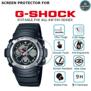 Casio G-Shock AW-590 Series 9H ฝาครอบป้องกันหน้าจอนาฬิกา AW590 กระจกนิรภัยแข็ง ป้องกันรอยขีดข่วน