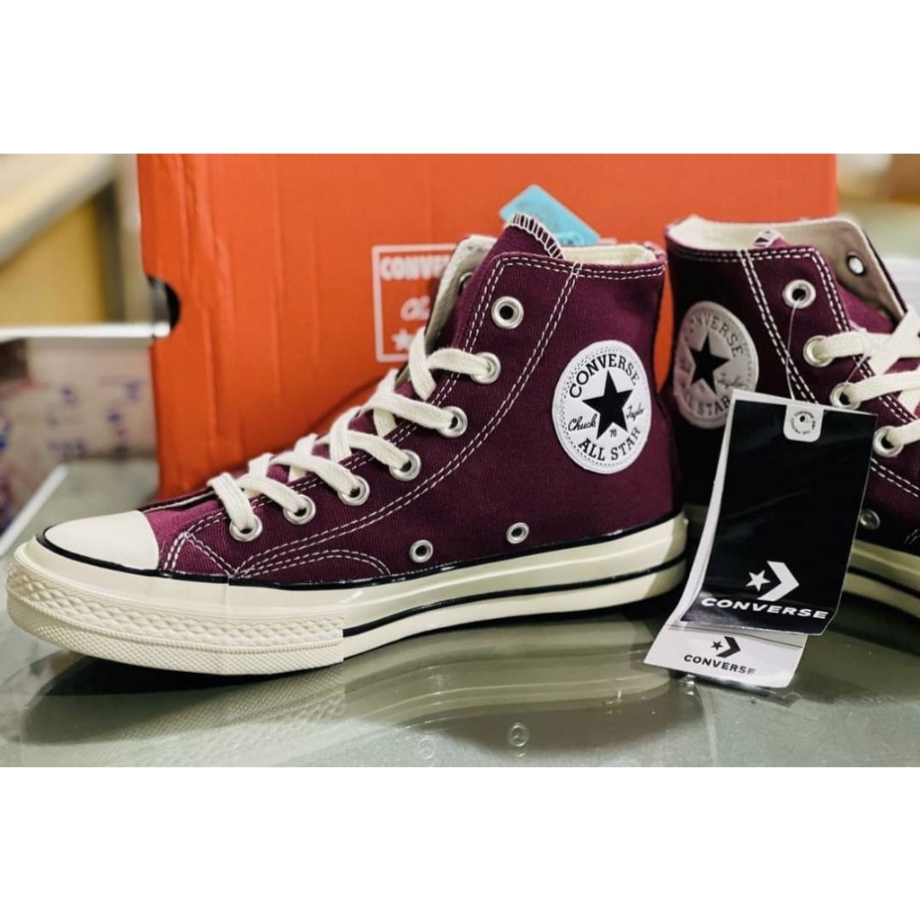 สินค้าขายดี-รองเท้าผ้าใบหุ้มข้อสีแดงเลือดหมู-converse-firststring-1970s-repro-hi-top