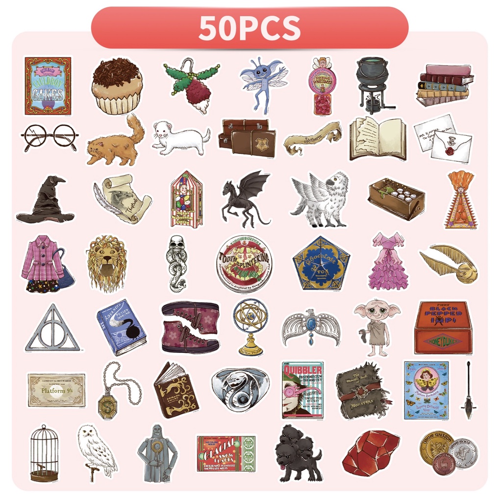 พร้อมส่ง-สติ๊กเกอร์-กันน้ำ-แฮร์รี่-พอตเตอร์-แบบ-b-50-ชิ้น-harry-potter