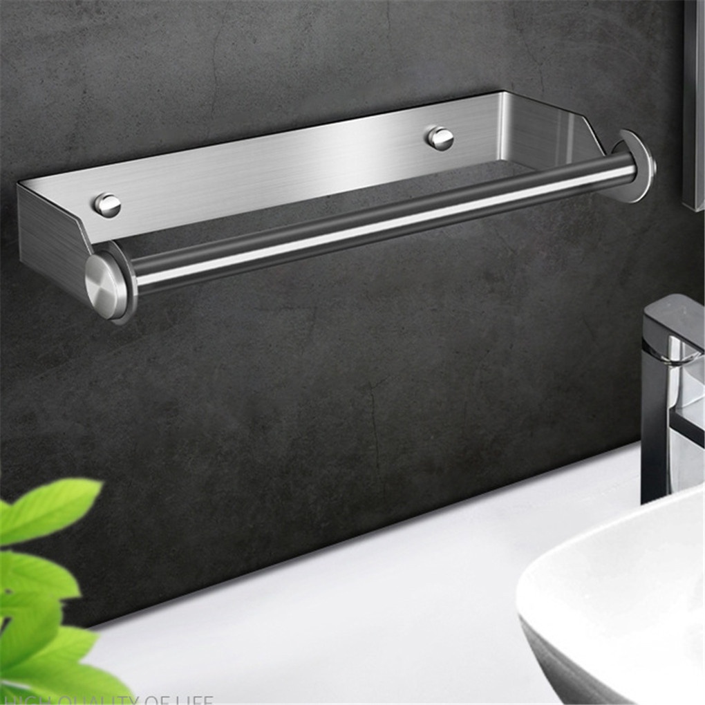 biho-stainless-steel-paper-towel-holder-punch-free-towel-rack-wall-mounted-roll-paper-stand-for-bathroom-kitchen