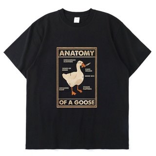 เสื้อยืดอินเทรนด์ผู้ชายอินเทรนด์ผู้หญิงเสื้อยืดแขนสั้นลําลอง ทรงหลวม พิมพ์ลายกราฟฟิค tuxinhe Anatomy of A Goose แฟชั่นฤด