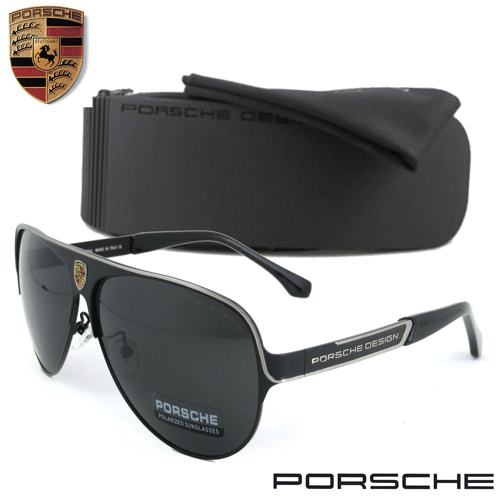 polarized-แว่นกันแดด-แฟชั่น-รุ่น-porsche-uv-8580-c-1-สีดำตัดเงินเลนส์ดำ-ทรงสปอร์ต-เลนส์โพลาไรซ์