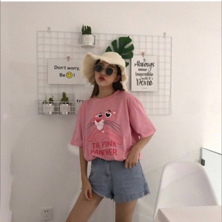 เสื้อยืด Pink Panther สไตล์เกาหลี แบบOversize