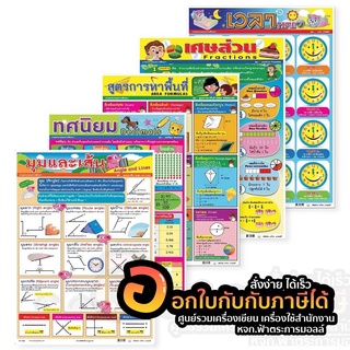 โปสเตอร์ความรู้ โปสเตอร์PV ฉีกไม่ขาด โปสเตอร์คณิตศาสตร์ สำหรับเด็กประถม พิมพ์ 4สี เคลือบเงาด้วย PVC จำนวน 1แผ่น