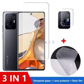 3-in-1 ฟิล์มกระจกนิรภัย ป้องกันหน้าจอ สำหรับ Xiaomi 11T Pro Xiaomi 11TPro 11 Lite 5G NE Xiaomi Mi 11 11T 10T 10 Pro Lite 5G Poco X3 NFC M3