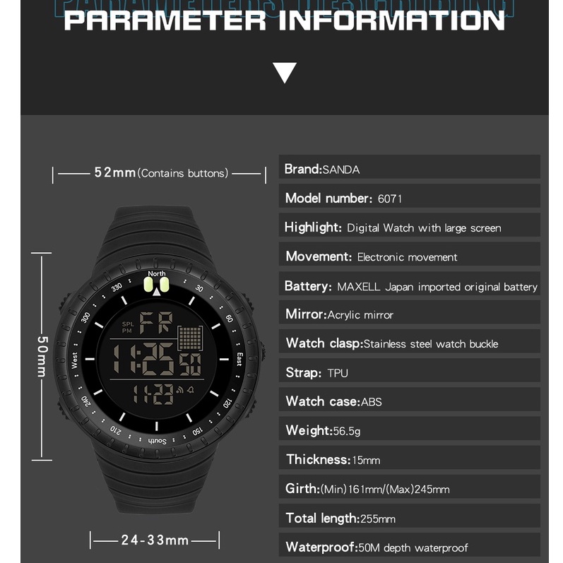 sanda-นาฬิกาข้อมือดิจิทัล-อิเล็กทรอนิกส์-กันน้ํา-แสดงวันที่อัตโนมัติ-แฟชั่นสําหรับผู้ชาย