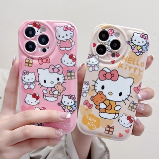 เคสโทรศัพท์มือถือ กันกระแทก ลายการ์ตูน Sanrio Hello Kitty น่ารัก สําหรับ iPhone 11 12 13 Pro Max X Xs Xr 8 7 Plus SE 2020