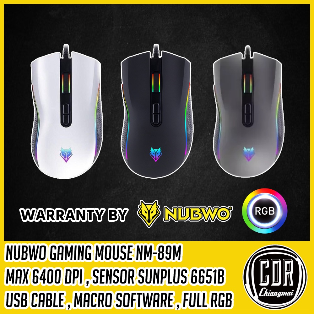 ภาพหน้าปกสินค้าเมาส์เกมมิ่ง Nubwo Gaming Macro Mouse NM89M (สีดำ/ขาว/เทา) ไฟ FULL RGB (รับประกันศูนย์ไทย 1 ปี) จากร้าน chiangmai_cdr บน Shopee