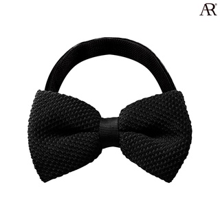ANGELINO RUFOLO Bow Tie(โบว์หูกระต่าย) ไหมพรมโพลีเอสเตอร์คุณภาพเยี่ยม ดีไซน์ Plain Knit สีดำ/เทาอ่อน/เลือดหมู
