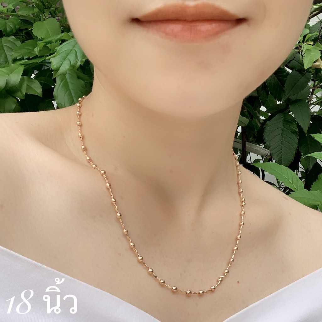 สร้อยคอเลเซอร์18k-สร้อยคออิตาลีพิงค์โกลด์-โรสโกล-ใส่อาบน่าได้สร้อยคอใส่พระสร้อยคออิตาลี-style-italy18kใส่นานๆ