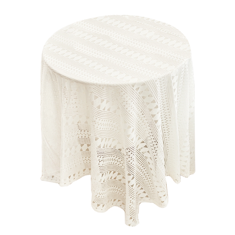 ผ้าปูโต๊ะ-ผ้าปูโต๊ะลายลูกไม้เส้นใยไม้เนื้อผ้าฝ้ายสีขาวกลวงตารางผ้าผ้าโต๊ะข้างเตียงสีดำตาข่าย-ผ้าคลุมโต๊ะ