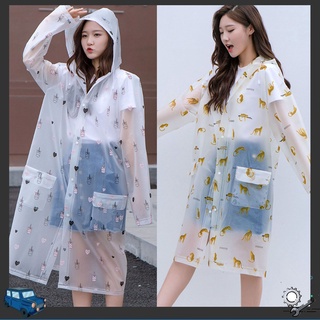 &lt;Alotoforders&gt; เสื้อกันฝนมีฮู้ดพิมพ์ลายการ์ตูนกันน้ําสําหรับผู้ใหญ่ Unisex