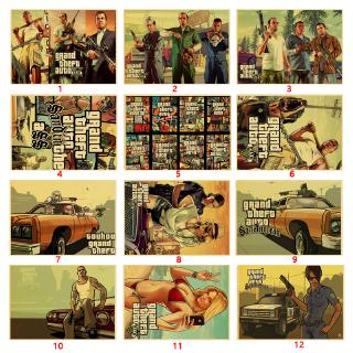 ภาพโปสเตอร์ Grand Theft Auto V Retro สําหรับตกแต่งผนังห้องนั่งเล่น