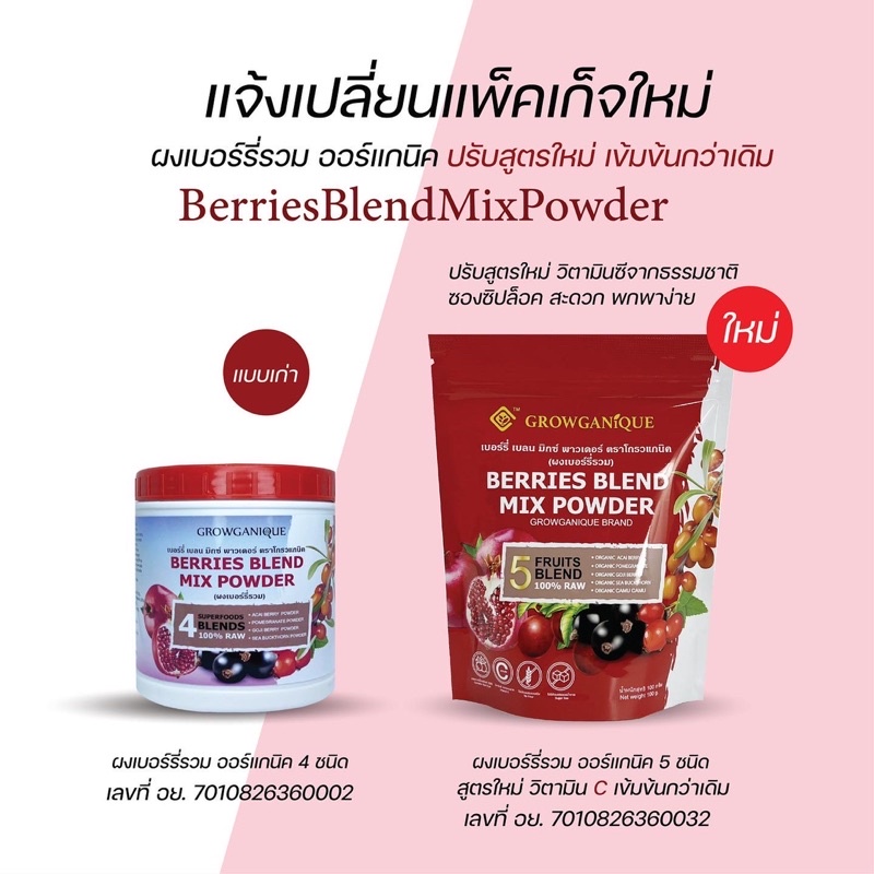 ภาพสินค้าGROWGANIQUE  ผงผักรวม ออร์แกนิค และ ผงเบอร์รี่รวม ออร์แกนิค Superfood ขนาด 100 กรัม 2 ซอง (แพ็คเก็จใหม่) จากร้าน growganique บน Shopee ภาพที่ 3