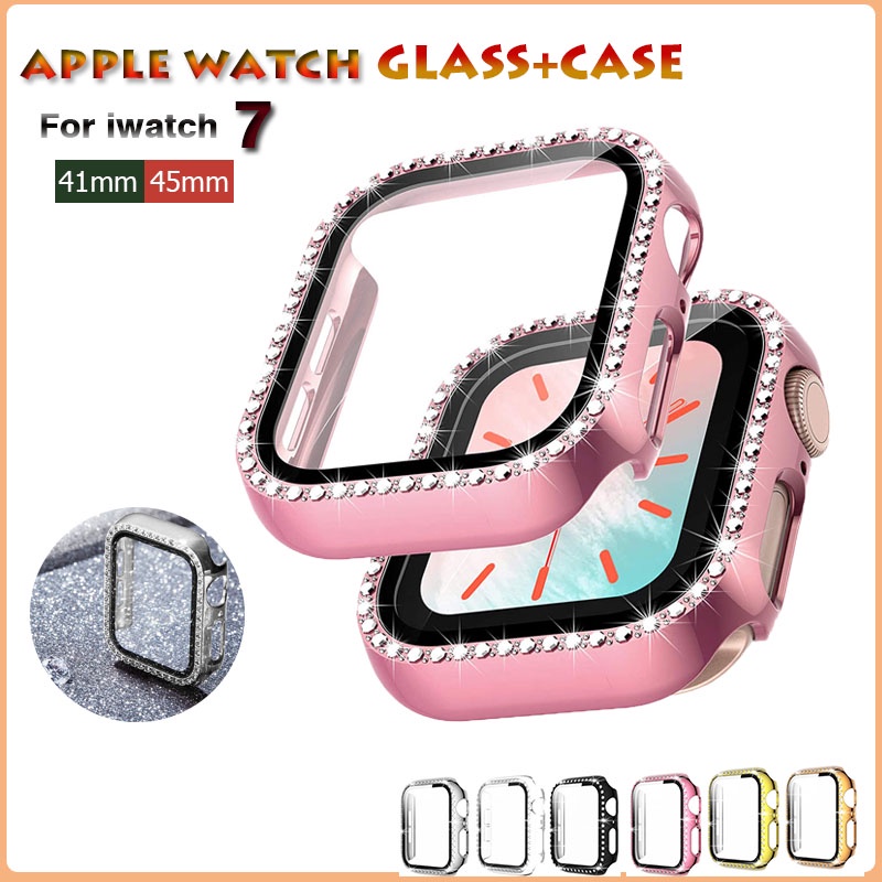 ภาพหน้าปกสินค้าเคสนาฬิกาข้อมือ ประดับเพชร สําหรับ Apple Smartwatch Series 7 iWatch Cover 45 มม. 41 มม.