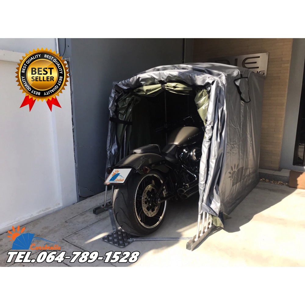 เต็นท์จอดรถพับเก็บได้-carsbrella-รุ่น-double-scoot-สำหรับจอดรถมอเตอร์ไซค์-ปกป้องฝุ่นและสิ่งสกปรกทุกชนิด