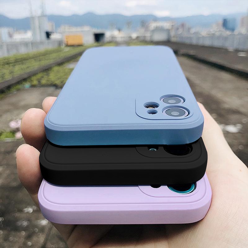 รูปภาพสินค้าแรกของเคสโทรศัพท์มือถือ TPU สีพื้น สําหรับ iPhone 11 12 iPhone 8plus 7plus 8 7 6 6s Plus X XS SE 2020 11Pro 12Pro Max 12Mini