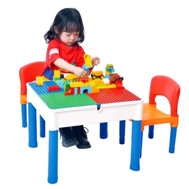 ภาพสินค้าฮอต โต๊ะตัวต่อ+เก้าอี้2ตัว+ตัวต่อ1000ชิ้น โต๊ะตัวต่อTable Set จากร้าน dtoys บน Shopee ภาพที่ 8
