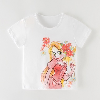 Girls Cotton princess Toddler Kids T-Shirt Cute Cartoon Summer Children Kids round neck short sleeves