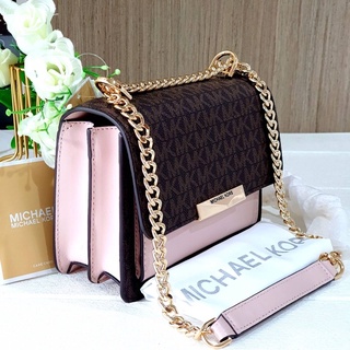 🎀 (สด-ผ่อน) กระเป๋าสะพาย สีน้ำตาลชมพู 7 นิ้ว งาน Shop MK 32H9GJ4C0B Michael Kors Jade XS Gusset Crossbody