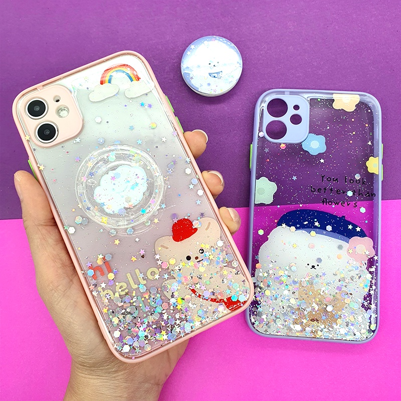 vivoพร้อมส่ง-เคสมือถือ-tpu-ขอบสีกันกล้องกากเพชรกริตเตอร์-ฟรี-griptok-เคสการ์ตูน-รายละเอียดสินค้า