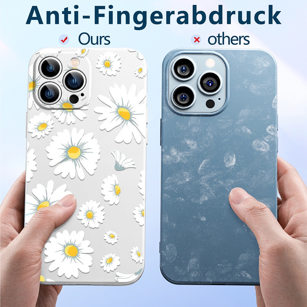 เคสโทรศัพท์มือถือ-ซิลิโคนนิ่ม-ขอบตรง-ลายดอกเดซี่-สีขาว-สําหรับ-iphone-14-pro-max-11-13pro-12