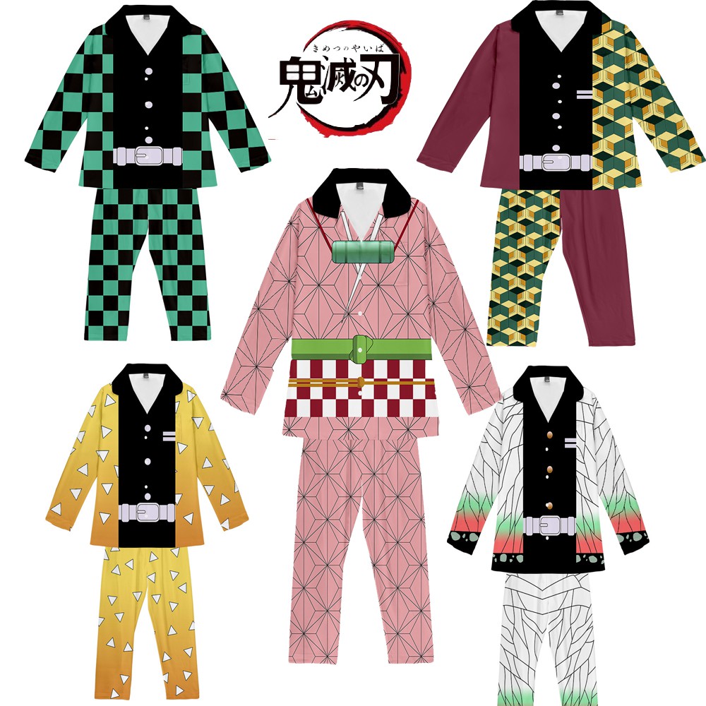 ราคาและรีวิวชุดคอสเพลย์ Anime เสื้อดาบพิฆาตอสูร ชุดชิโนบุ Demon Slayer Kimetsu No Yaiba Kids Long Sleeve Pajama Suit Cosplay Kamado Shinobu Giyuu เสื้อชิโนบ ชุดนอน