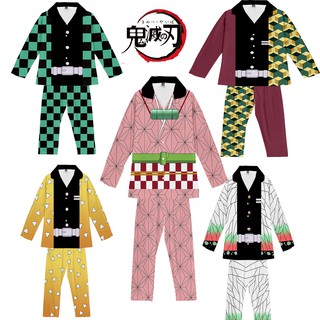 ภาพหน้าปกสินค้าชุดคอสเพลย์ Anime เสื้อดาบพิฆาตอสูร ชุดชิโนบุ Demon Slayer Kimetsu No Yaiba Kids Long Sleeve  Pajama Suit Cosplay Kamado Shinobu Giyuu เสื้อชิโนบ ชุดนอน ซึ่งคุณอาจชอบสินค้านี้