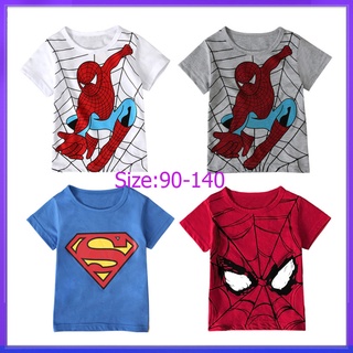 เสื้อยืดเด็ก เสื้อยืดสำหรับเด็ก ผ้าคอตตอน Size 90-140 Spider Man ชุปเปอร์ฮีโร่ น่ารักผ้านุ่มใส่สบาย