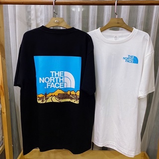 เสื้อยืดอินเทรนด์ผู้ชายอินเทรนด์ผู้หญิงเสื้อยืดแขนสั้น The North Face ฟ้าS-3XL