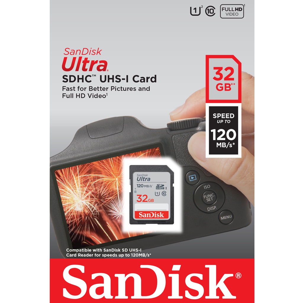 ภาพสินค้าSanDisk Ultra SD Card 32GB Class10 SDHC Speed 120MB/s (SDSDUN4-032G-GN6IN) เมมโมรี่การ์ด สำหรับ กล้องมิลเลอร์เลส DSLR Mirrorless ประกัน10ปี จากร้าน sjcam_officialstore บน Shopee ภาพที่ 2