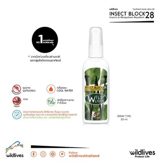 สเปรย์ป้องกันยุงลาย ยุงก้นปล่อง ทาก wildlives INSECT BLOCK 28