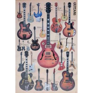 โปสเตอร์ กีตาร์ guitar รูป ภาพ ติดผนัง สวยๆ poster 34.5 x 23.5 นิ้ว (88 x 60 ซม.โดยประมาณ)