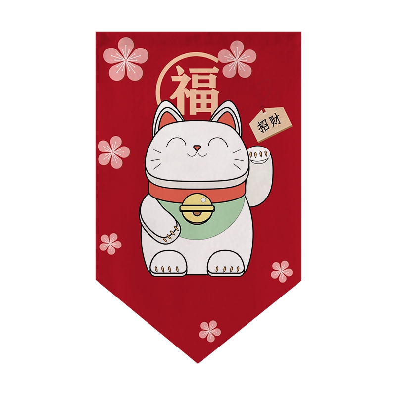 ม่านประตูญี่ปุ่นกวักมือเรียกแมวกั้นม่านประตูม่านตกแต่งชายธง