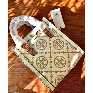 TORY BURCH T MONOGRAM CONTRAST EMBOSSED MINI TOTE