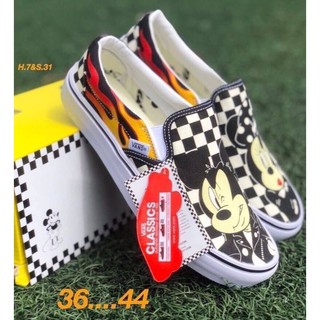 รองเท้า V_ns x Disney Mickey Mouse Classic Slip-On  แวนส์ แบบสวม รองเท้าผ้าใบ งานhi end  #size 36-44