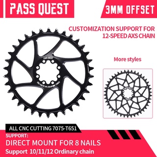 Pass QUEST GXP จานหน้าจักรยาน กว้าง แคบ 3 มม. ออฟเซต 8 เล็บ 28-48T สําหรับ Sram ETAP AXS FORCE RED 8nail crankset รองรับโซ่ AXS 12 ความเร็ว