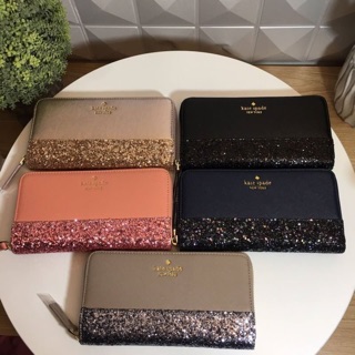 🌾 KATE SPADE  LONG WALLET 🍃กระเป๋าสตางค์ใบยาวรุ่นใหม่ล่าสุดหนัง Saffiano สีดำ