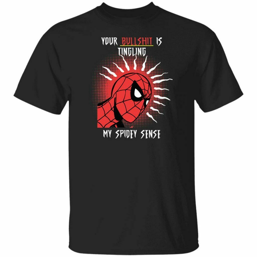 เสื้อยืด-พิมพ์ลาย-your-bullshit-is-tingling-my-spidey-sense-spider-man-สีดํา-สีเทา-สําหรับผู้ชาย