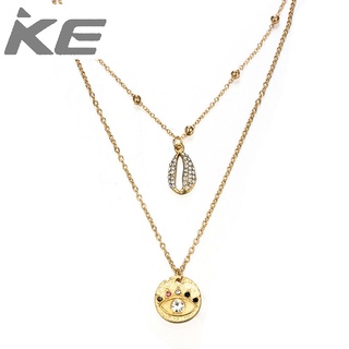 Jewelry Diamond-encrusted Shell Colored Eye Double Necklace for girls for women low price
