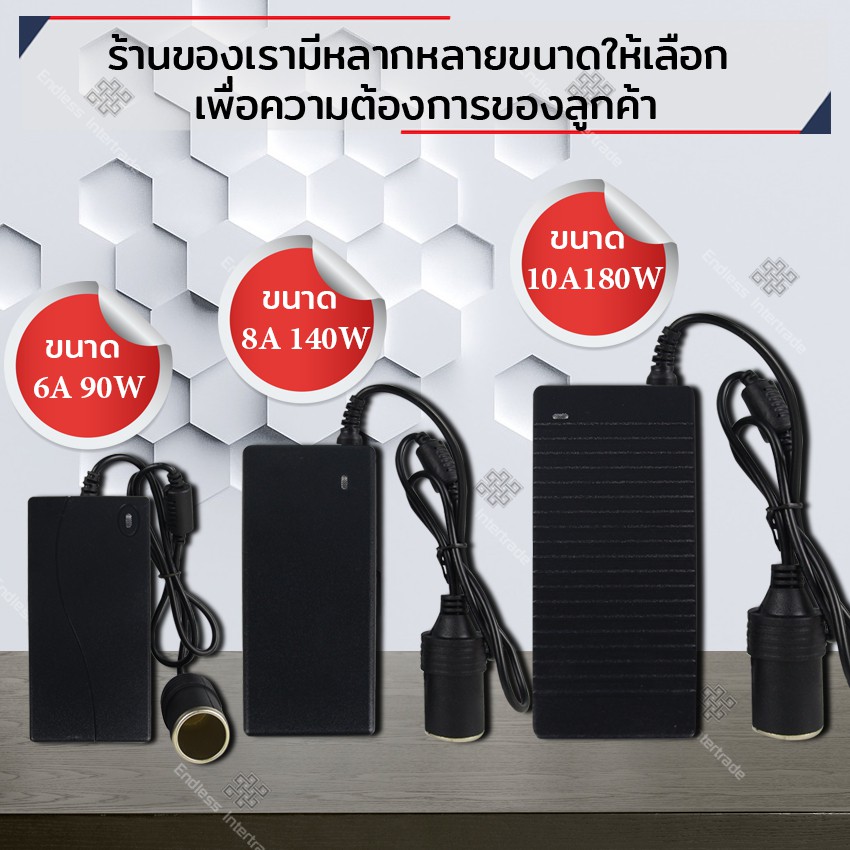 elit-อะแดปเตอร์-แปลงไฟบ้านเป็นไฟรถยนต์-12v-dc-220v-to-12v-ขนาด-6a-90w-ใช้รวมกับที่จุดบุหรี่รถยนต์ได้