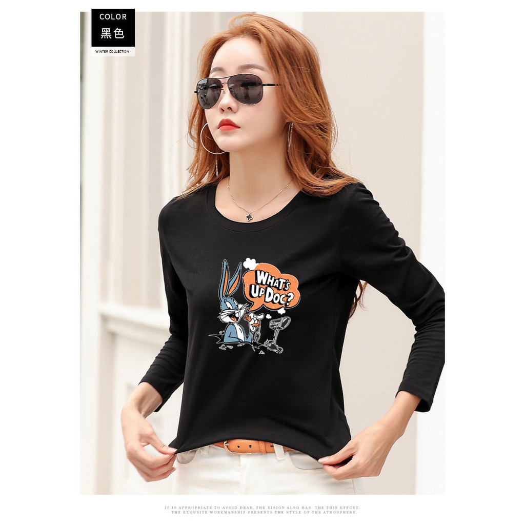 tl-172-ส่งในไทย-เสื้อยืดแขนยาวแฟชั่นเกาหลี-ผ้านุ่มใส่สบาย-ลายการ์ตูนน่ารัก-มีไซส์-m-xxl