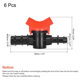 Uxcell Ball Valve 20mm x 12mm Barb Connector Shut Off Switch Plastic for Irrigation Drip Tube 6 Pack