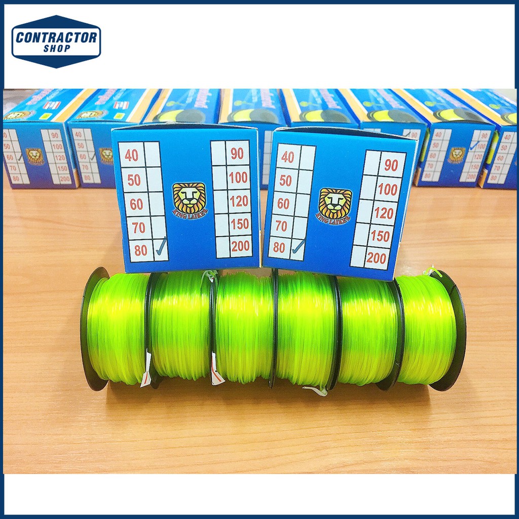 king-laiker-สายเอ็น-สีเขียว-สะท้อนแสง-80-6ม้วน-กล่อง