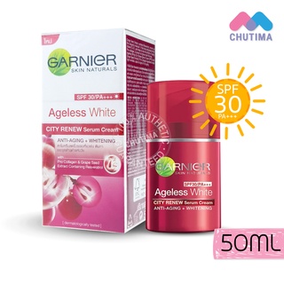 เซรั่ม การ์นิเย่ เอจเลส ไวท์ แอนตี้-เอจจิ้ง+ไวท์เทนนิ่ง GARNIER AGELESS WHITE ANTI-AGING + WHITENING SERUM 50 ml.